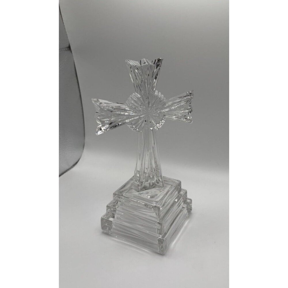 VTG Lead Crystal Lenox "Wedding Promises" Treasures Cross Figurine Germany 8" H - Picture 2 of 5
